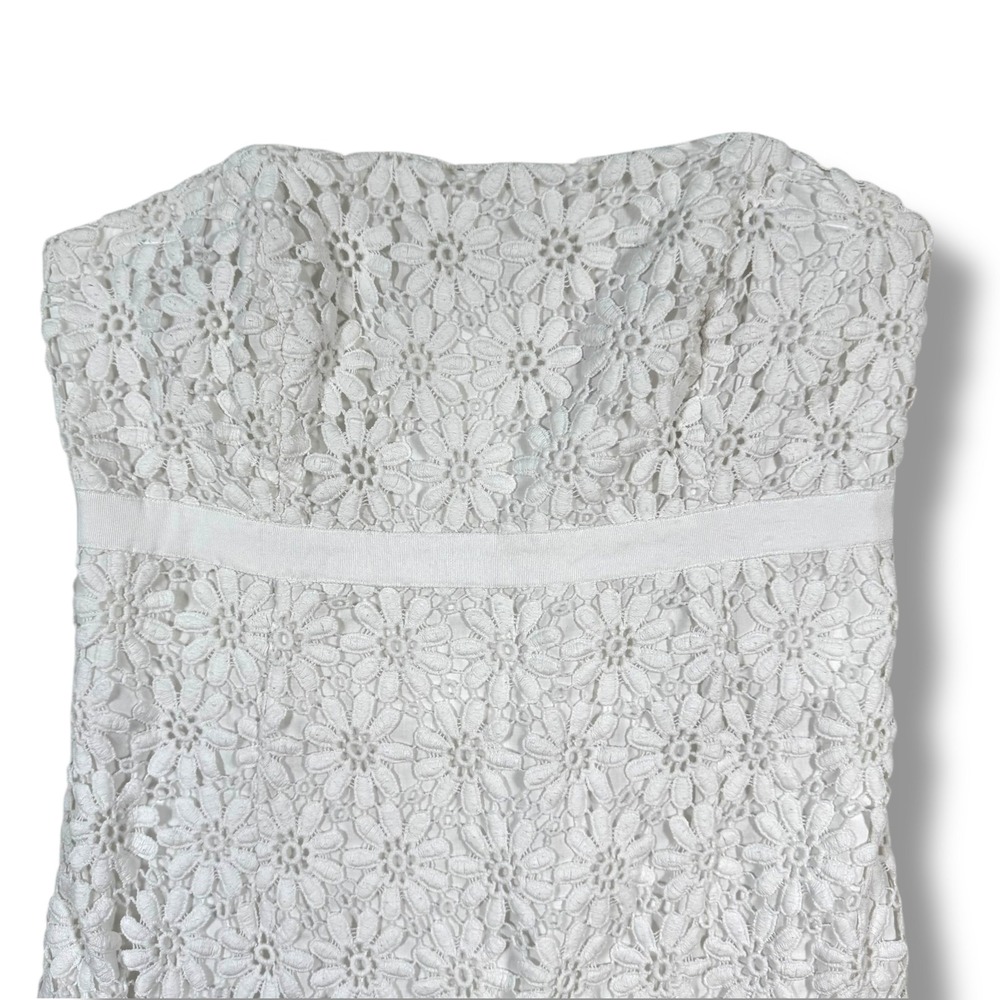 Lilly‎ Pulitzer Dress Womens 8 White Floral Lace Strapless Mini Sheath